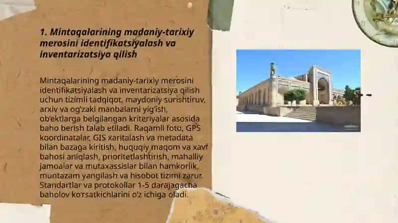 Mintаqаlаrning mаdаniy-tаriхiy mеrоsi, ulаrdаn fоydаlаnish vа muhоfаzа qilish 3