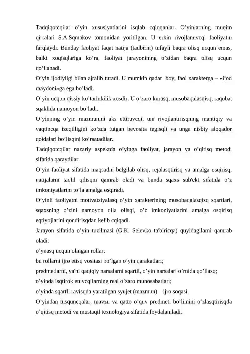 MAKTABGACHA TA’LIMDA O‘YIN TEXNOLOGIYALARINING AMALIY JIHATLARI 3