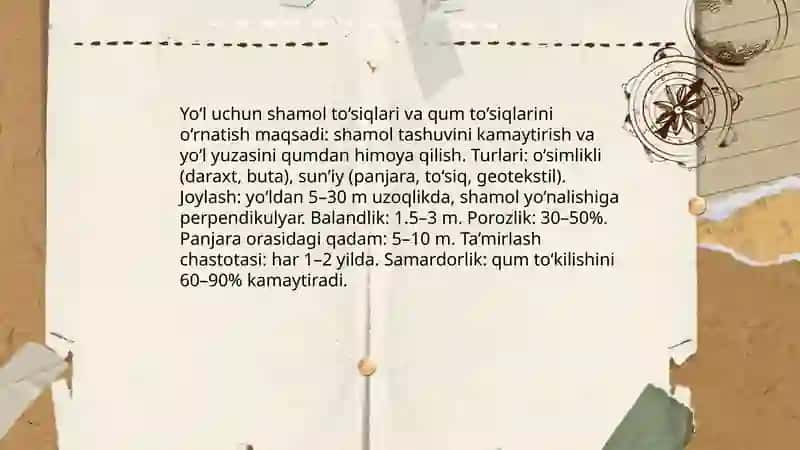 Yo'llarini qum bosishdan saqlash usullari 3