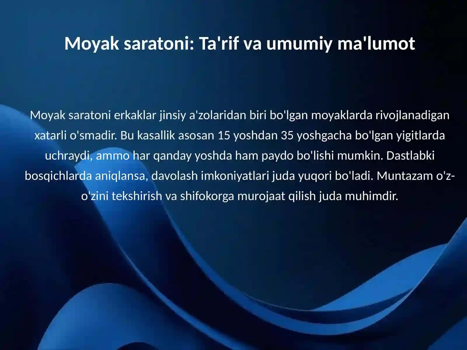 Erkaklar jinsiy a'zolari o'smalari: Moyak saratoni 3