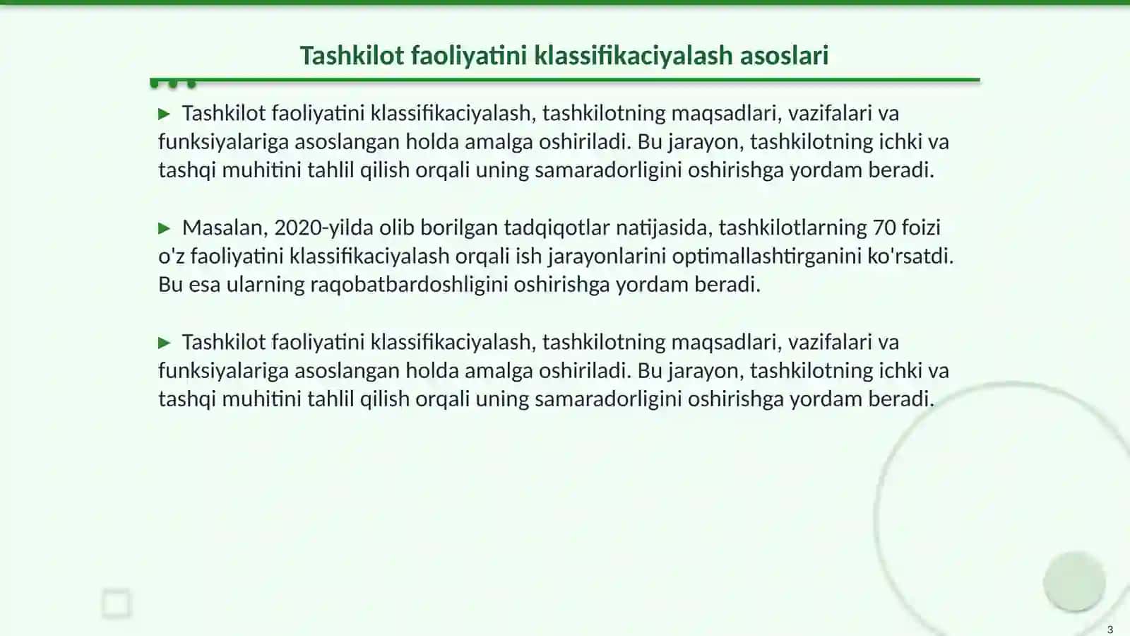 Tashkilot faoliyatini klassifikaciyalash 3