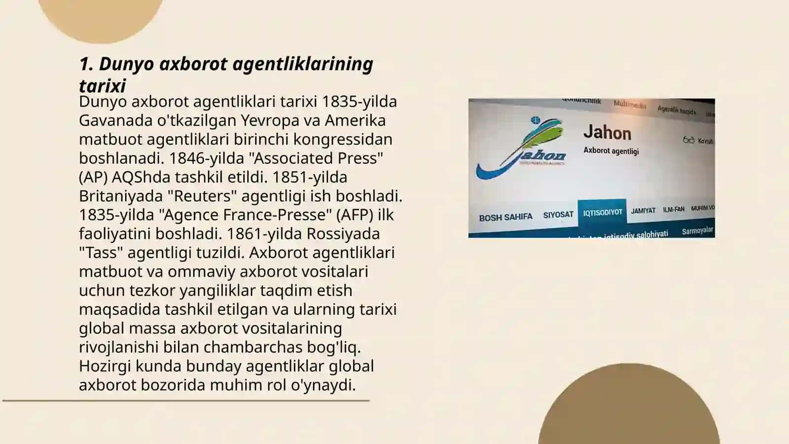 Dunyo va maxalliy axborot agentliklari 3