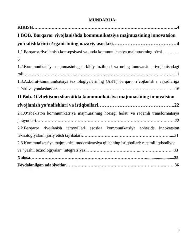Barqaror rivojlanishda kommunikatsiya majmuasining innovatsion yo‘nalishlari 3