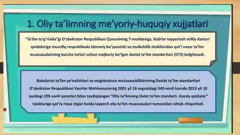 Oliy taʼlim yoʻnalishlari va mutaxassisliklari malaka talablari 3