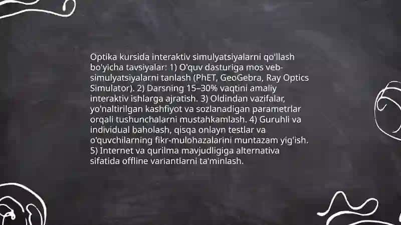 Optika bo'limini o'qitishda axborot texnologiyalarini qo'llashga oid tavsiyalar 3