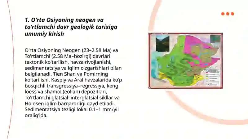O'rta Osiyoning Neogen va To'rtlamchi Davr Geologik Tarixi 3
