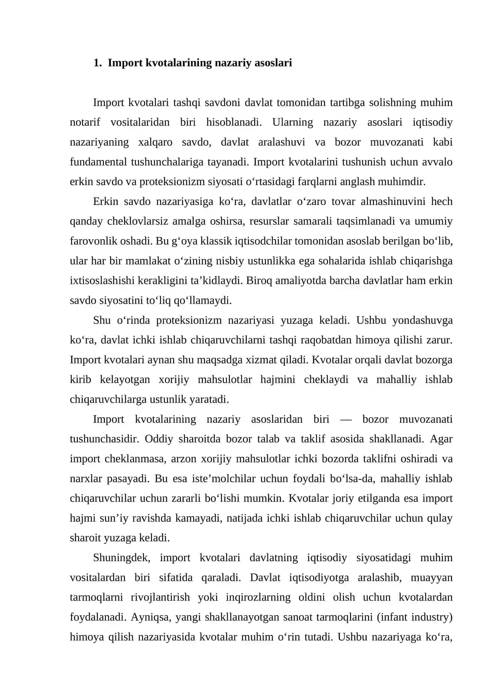 Importni kvotalar orqali tartibga solish 3