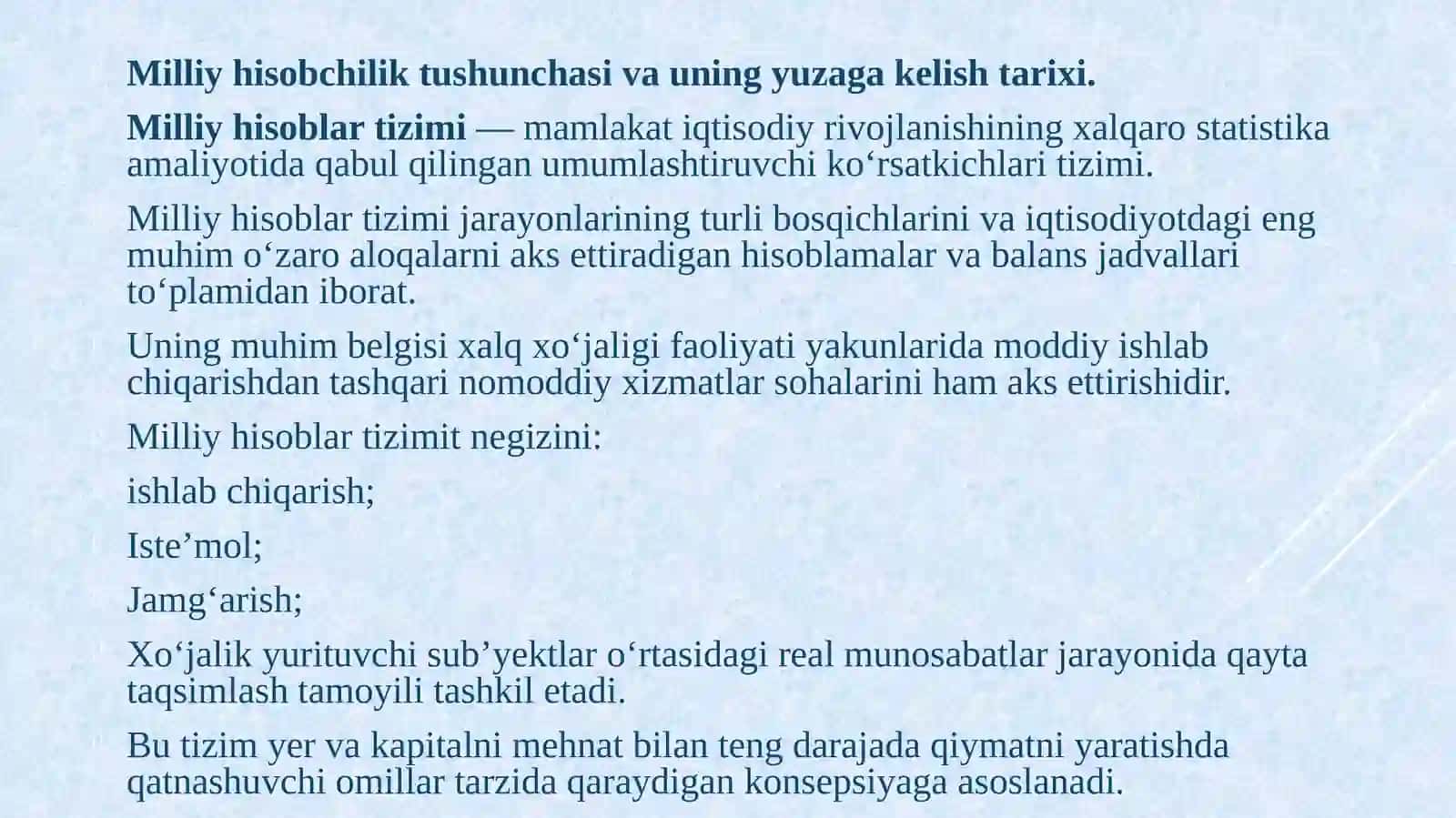 Milliy hisoblar tizimi va makro iqtisodiy ko'rsatkichlari tizimi 3