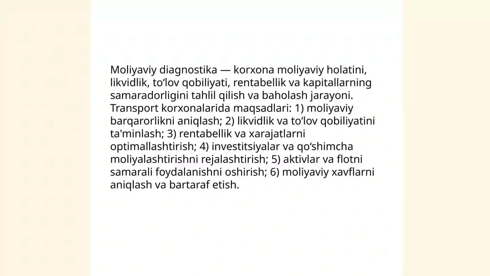 Transport korxonalarni moliyaviy diagnostika qilish 3