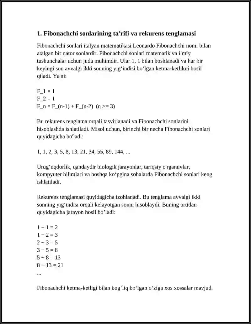 FIBONACHCHI SONLARI 3