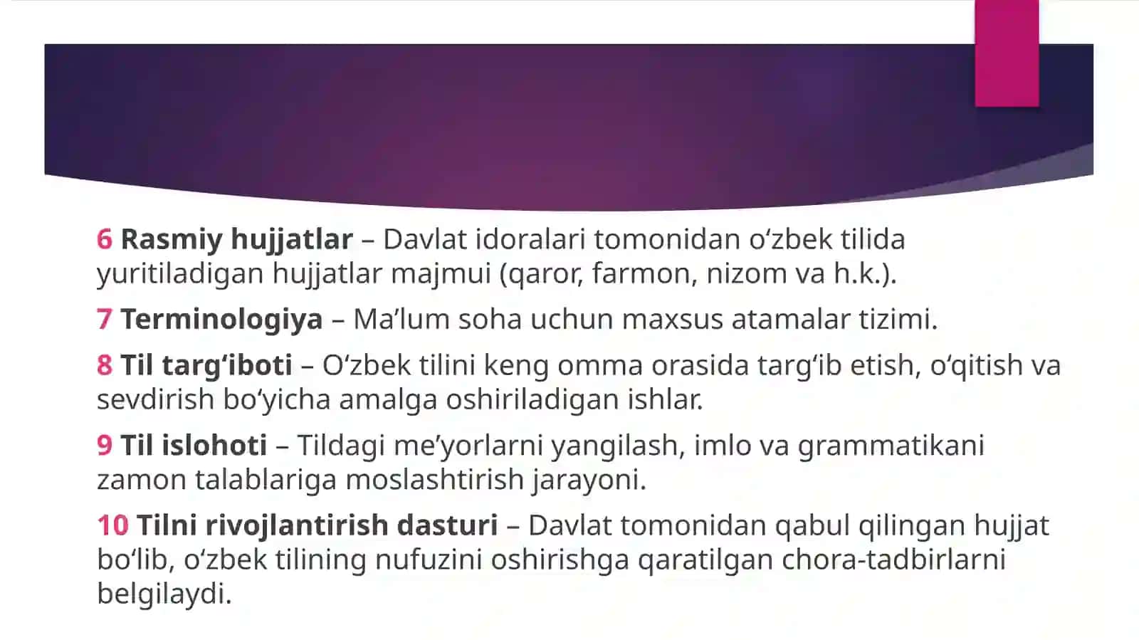 Oʻzbek tili sohada qoʻllanish fanidan tayyorlagan TAQDIMOT 3