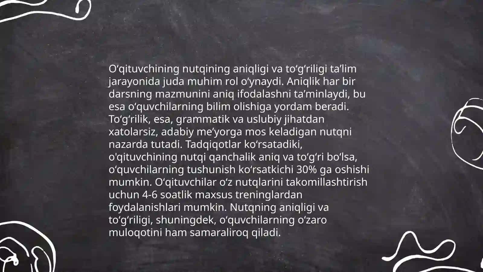 Oʻqituvchi nutqining toʻgʻriligi, ravonligi, aniqligi va ta’sirchanligini oshirish 3