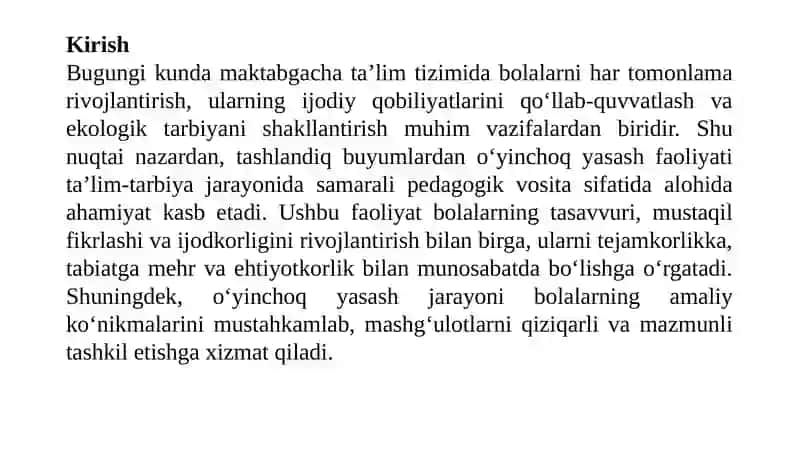 Tashlandiq buyumlardan o'yinchoq yasash va ularning bolalar ta'lim tarbiyasida ahamiyati.pptx 3