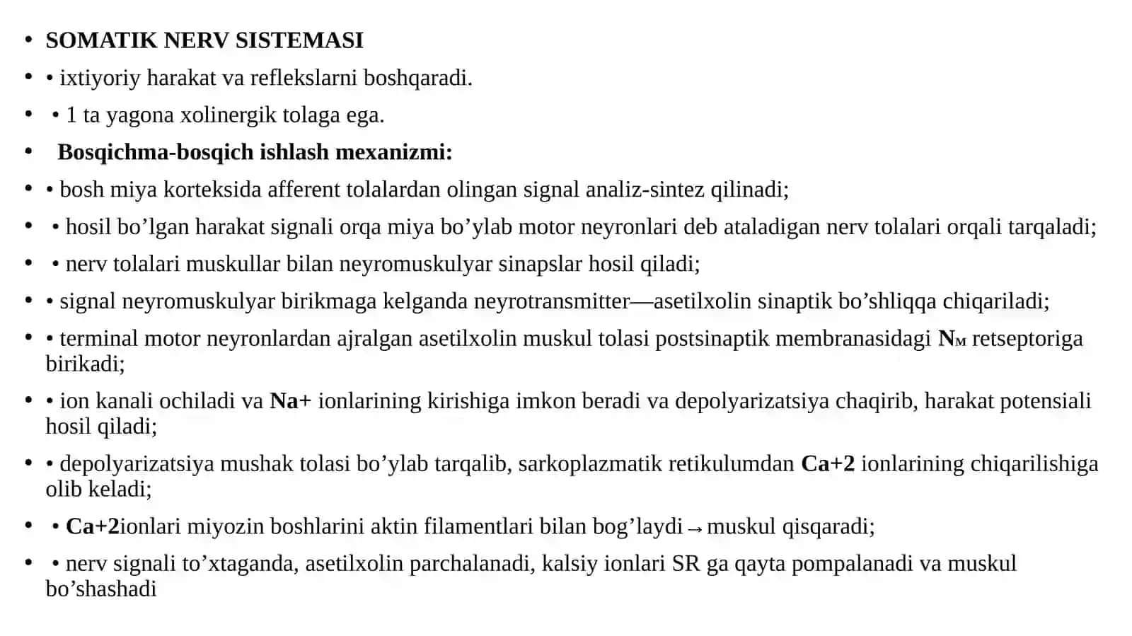 Efferent (periferik nerv sistemasi) innervatsiyaga ta'sir etuvchi dorivoritalar: M-, N-xolinomimetik vositalar. M-, N-xolinoblokator vositalar. Xolinesterazaga qarshi vositalar 3