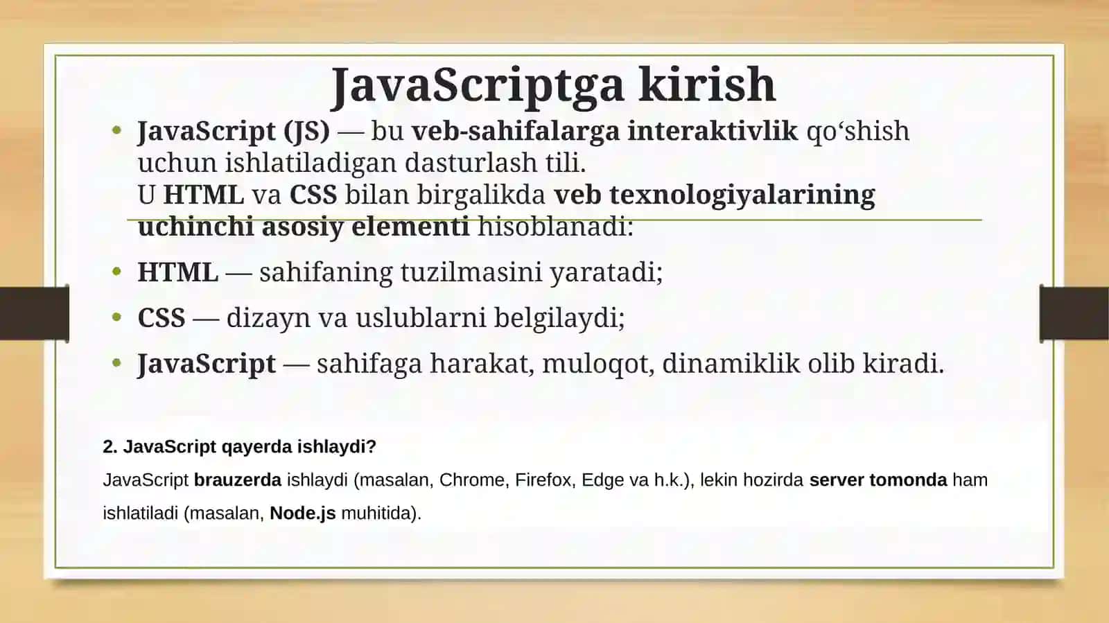 JavaScript va DOM bilan ishlash 3