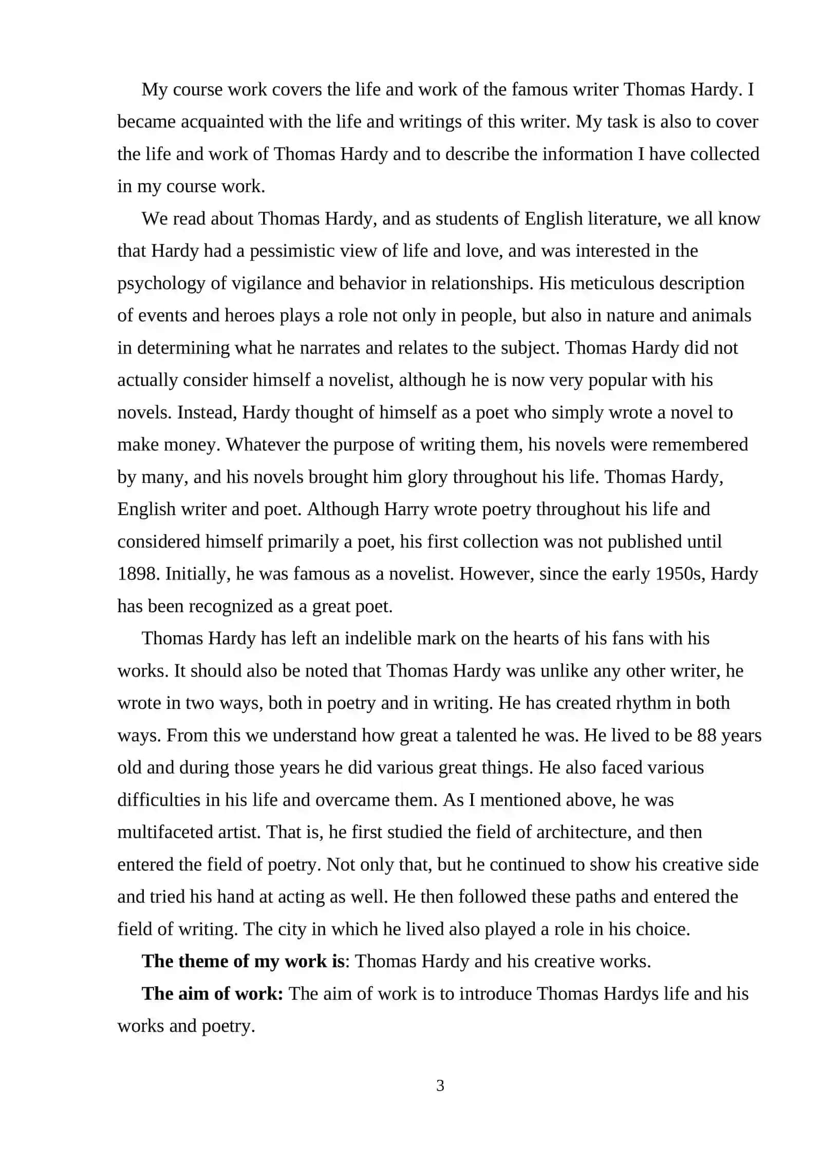 Theme: Literary works of Thоmаs Hаrdy 3