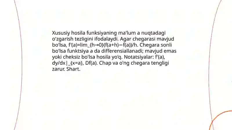 Xususiy hosilalar va ularning geometrik maʼnosi 3