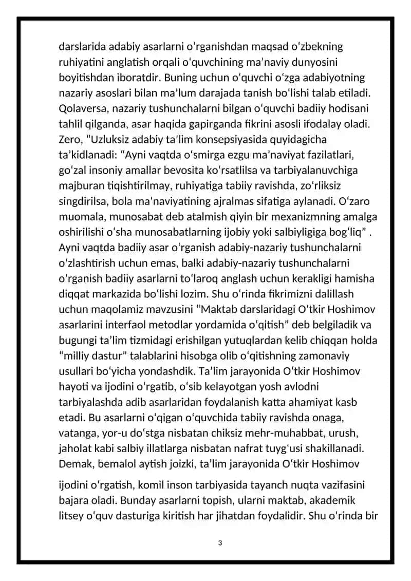 O‘zbek adabiyotini o’qitish metodikasi 3