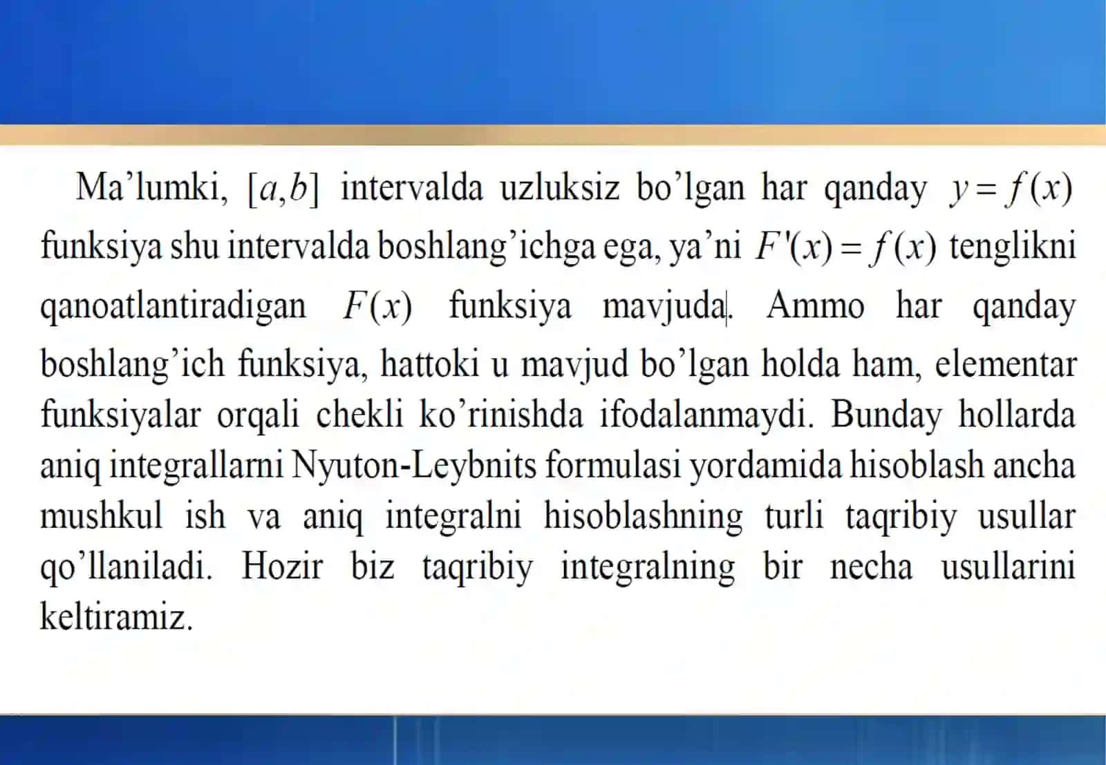 ANIQ INTEGRALNI TAQRIBIY HISOBKASH 3