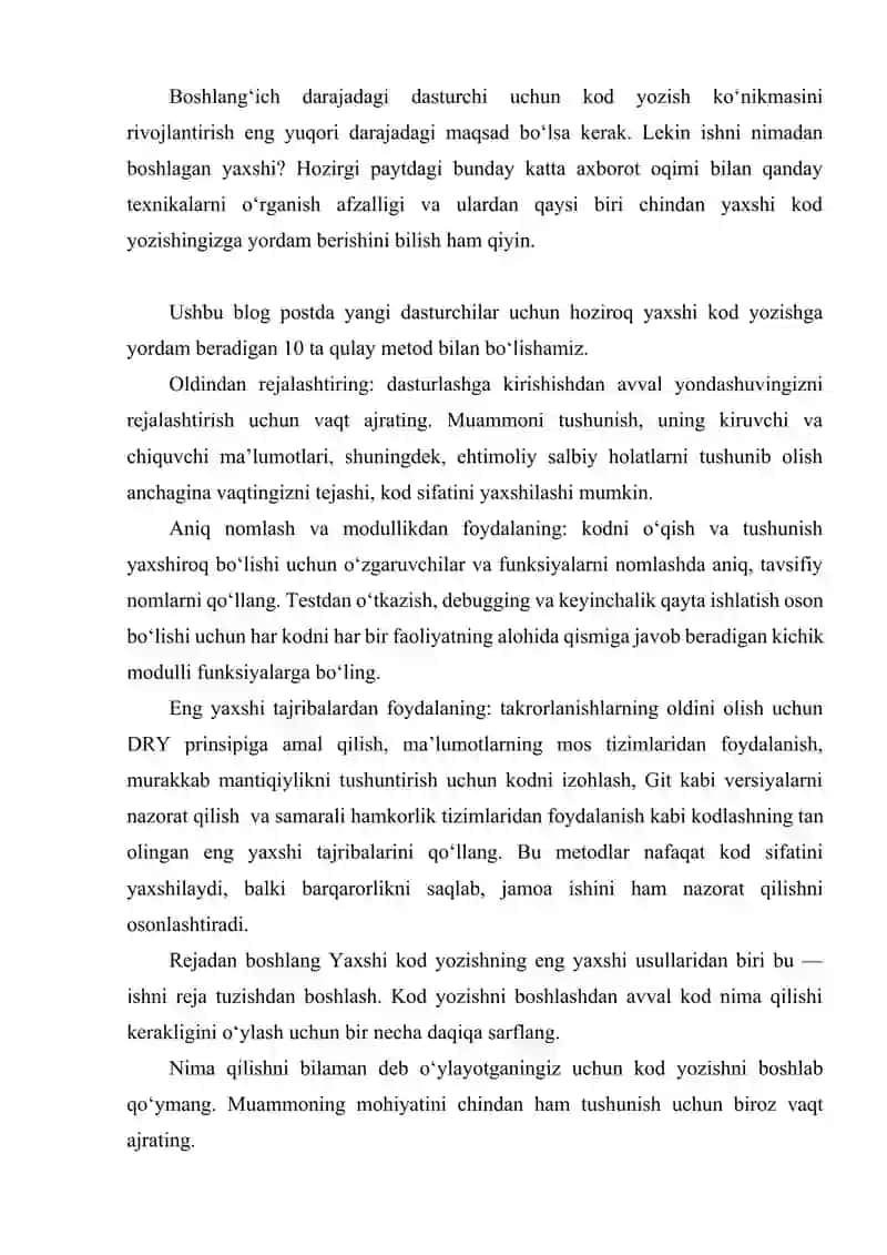 KICHIK MODUL VA FUNKSIYALARGA BO‘LINGAN KOD YOZISH 3
