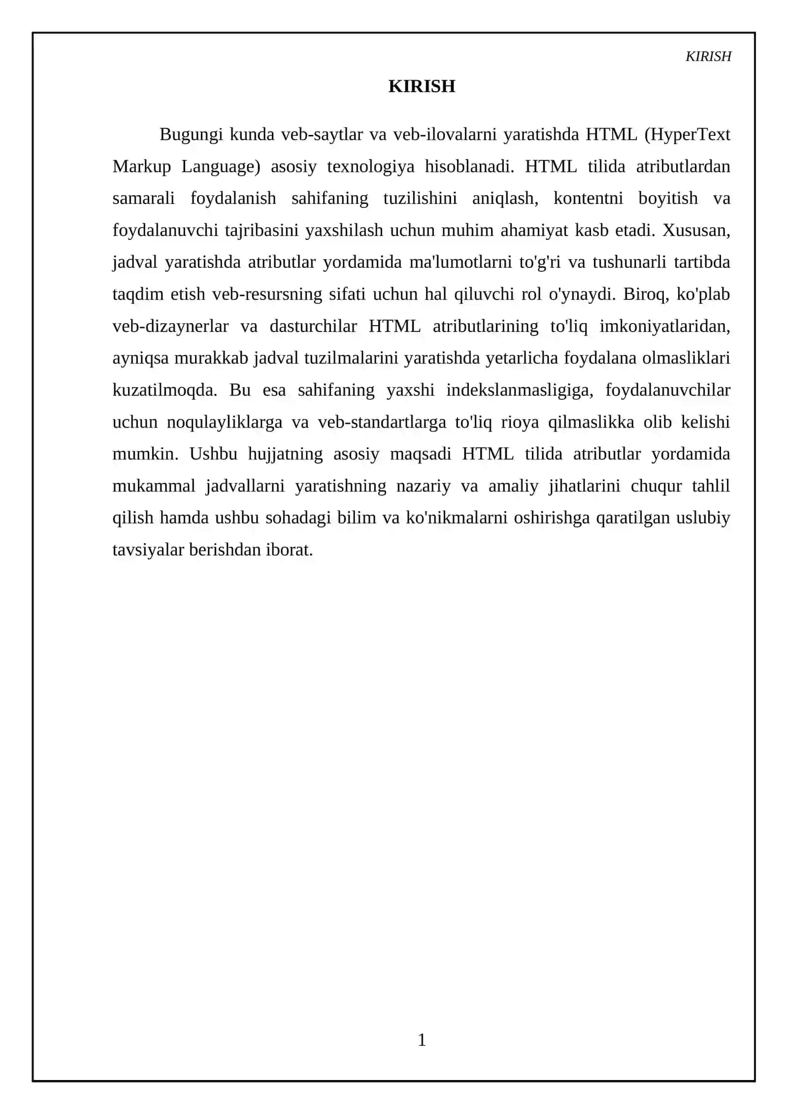 HMTL tilida atributlar bas betlar jadval yaratish 3