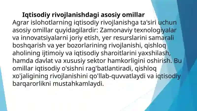 O’zbekiston iqtisodiyoti sharoitida agrar islohatlarning ahamiyati 3