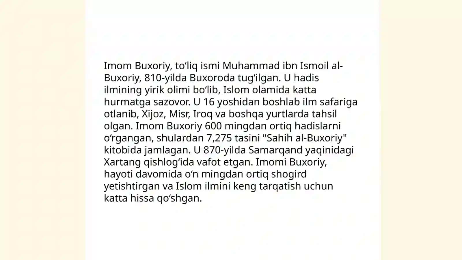 Imom Buxoriy va Imom Termiziyning hadis ilmiga qo'shgan hissalari 3