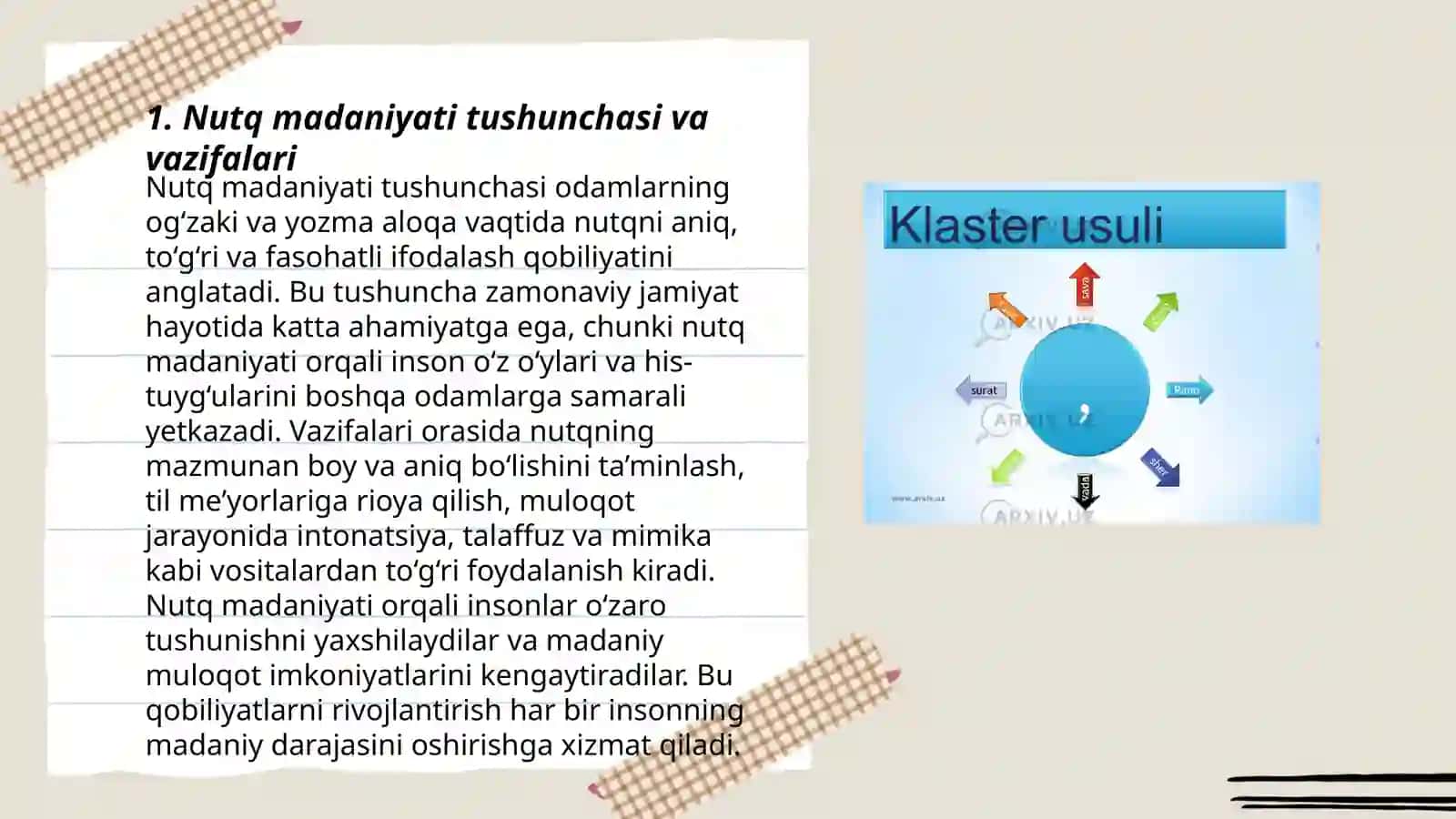 Pedagogik nutq madaniyati vazifasi, turlari, metodlari va usullari 3