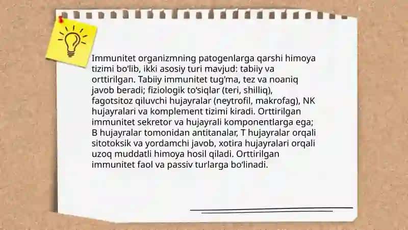 Immunitet.Tabiiy va orttirilgan immunitet 3