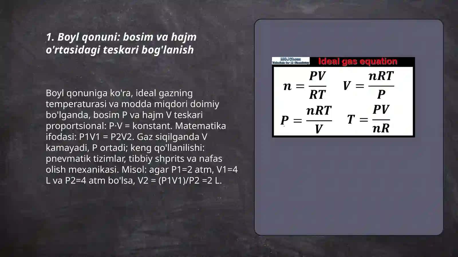 Ideal gaz qonunlari va ularning qo'llanilishi 3