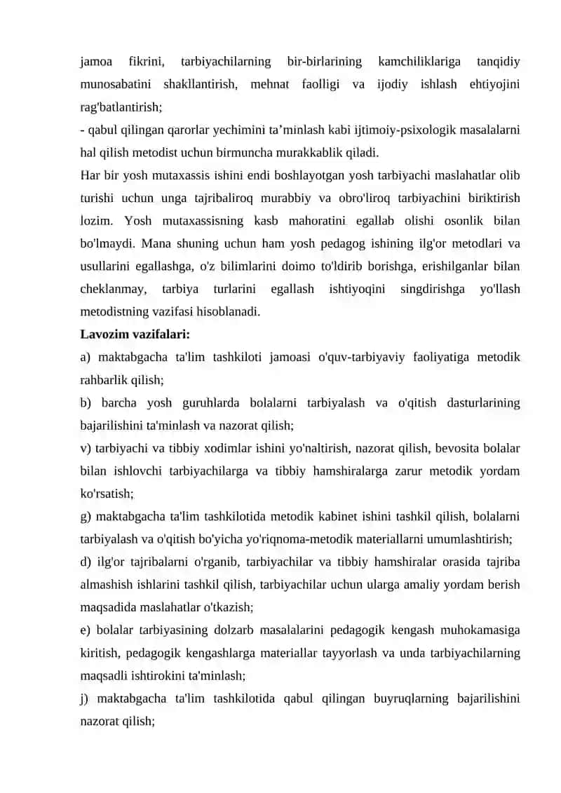 Maktabgacha ta’lim tashkiloti uslubchisining metodik ishlarga rahbarligi 3
