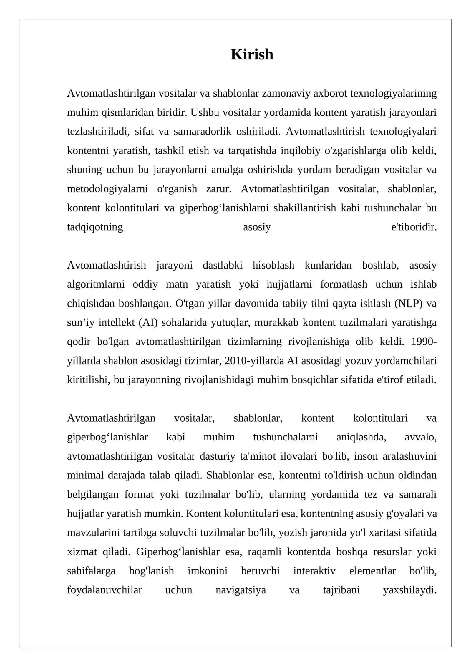 Avtomatlashtirilgan Vositalar va Shablonlar 3