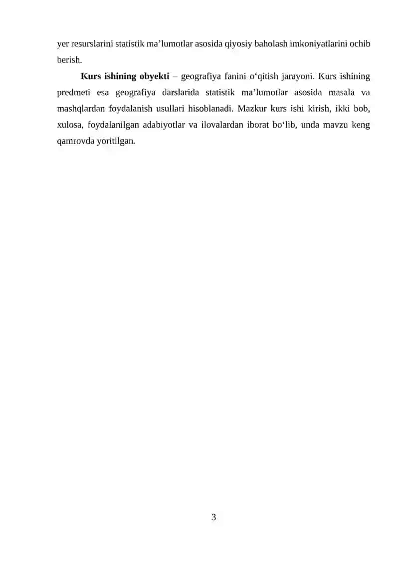 GEOGRAFIYA DARSLARIDA STATISTIK MA’LUMOTLARDAN FOYDALANISHDA MASALA VA MASHQLAR 3