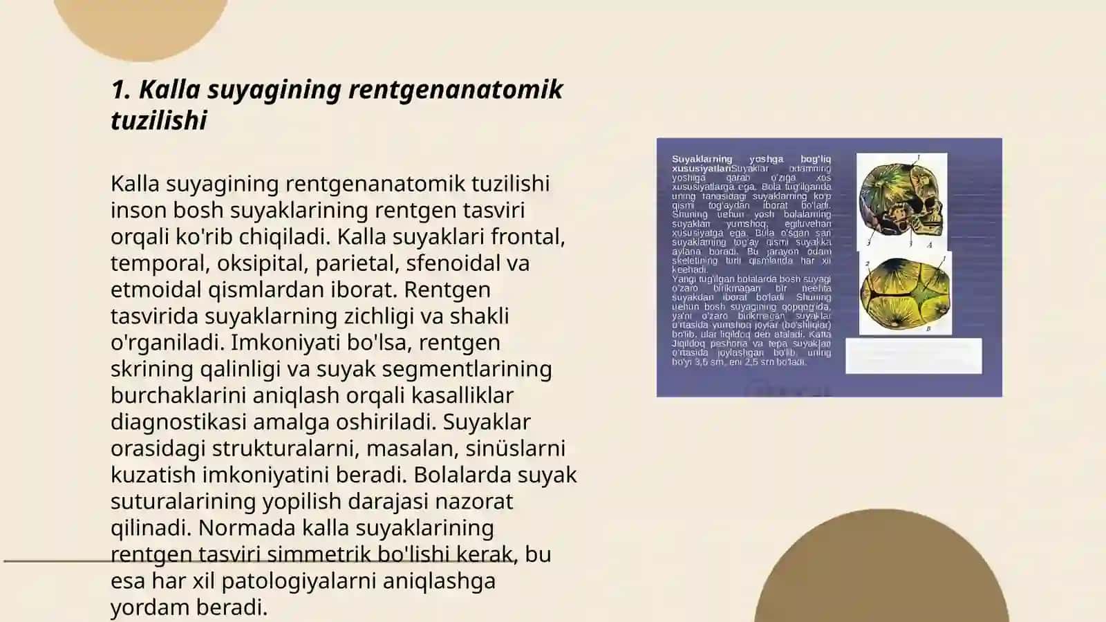 Kalla suyaklarining rentgenanatomiyasi. Kalla suyagining yoshi va jinsiy tafovutlari 3
