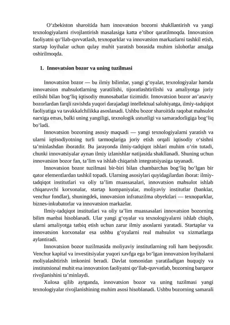 Innovatsion bozor tuzilmasi va uning yangi texnologiyalar rivojlanish ta'siri 3