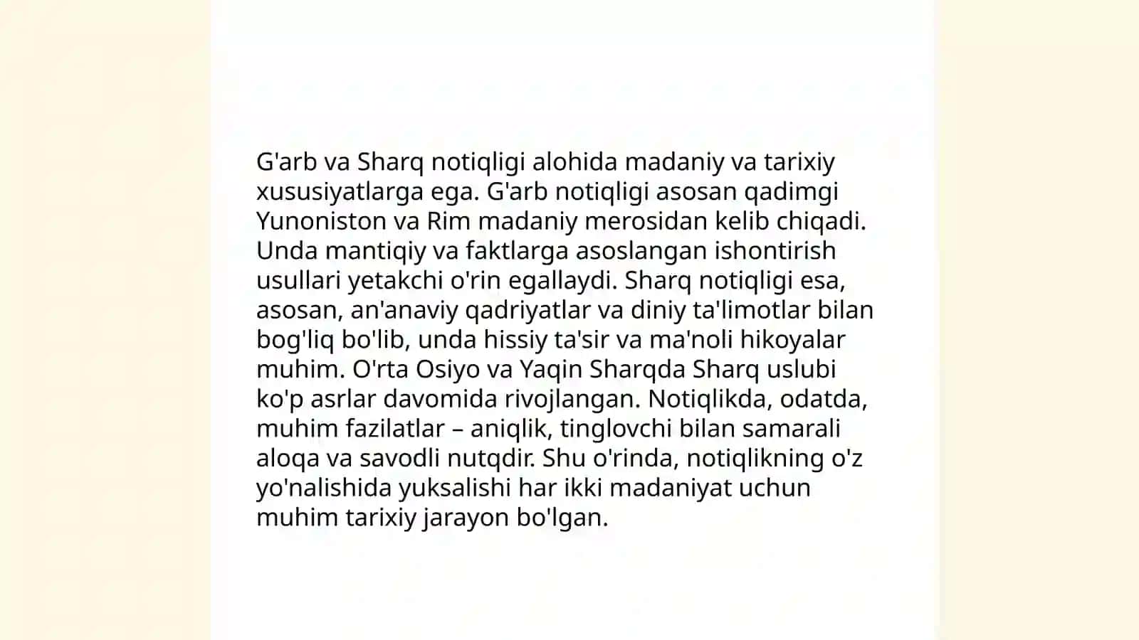 Garb va sharq notiqligining farqli tomoni 3