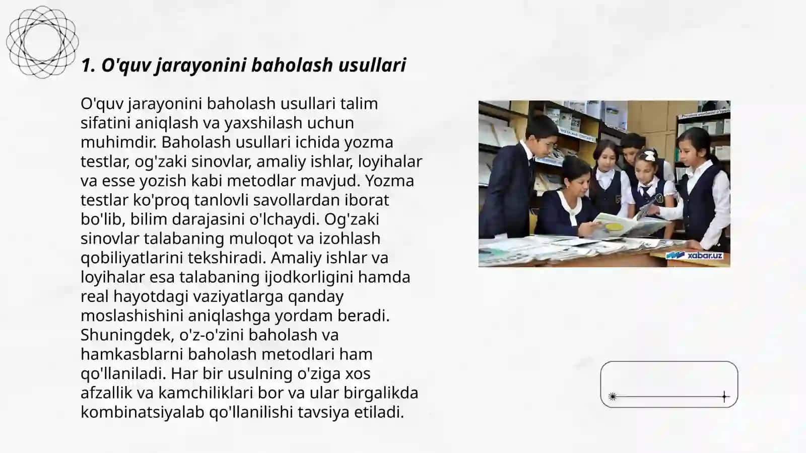 O'quv jarayonini baholash usullari 3