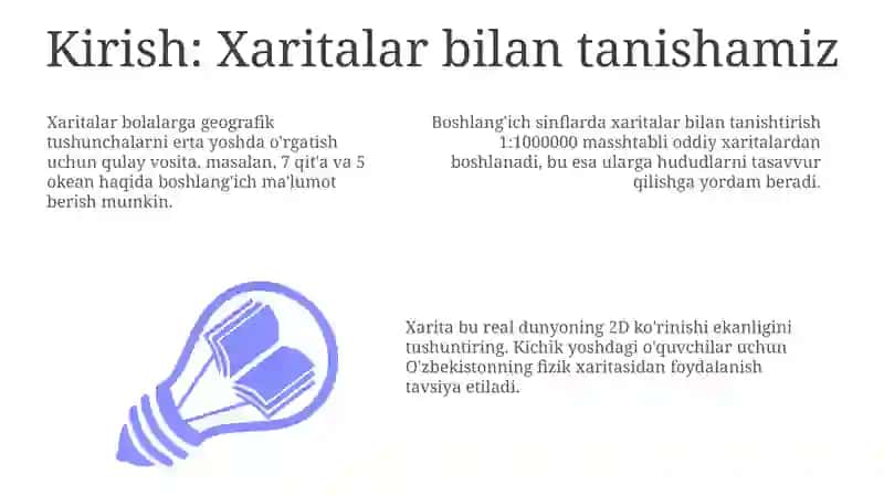 Boshlang'ich sinflarda xaritalar bilan ishlashni o'rganish 3