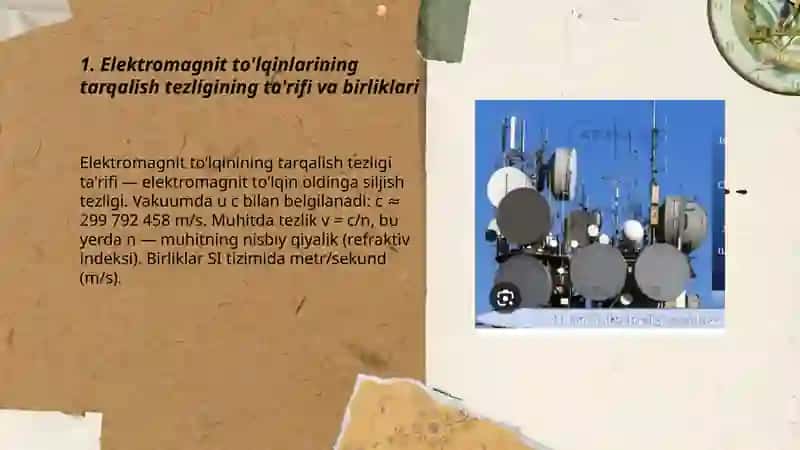 Elektromagnit to'lqinlarining tarqalish tezligi 3
