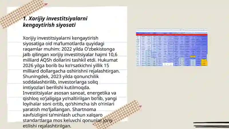 Xorijiy investitsiyalarni kengaytirish siyosati 3