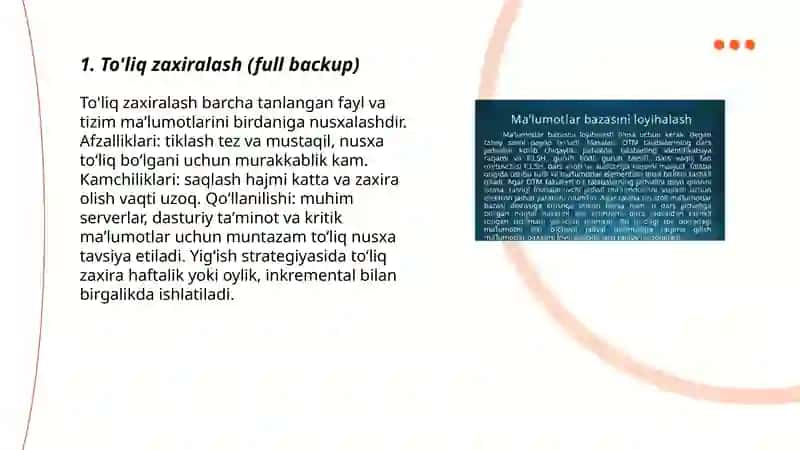 To'liq zaxiralash (full backup) 3