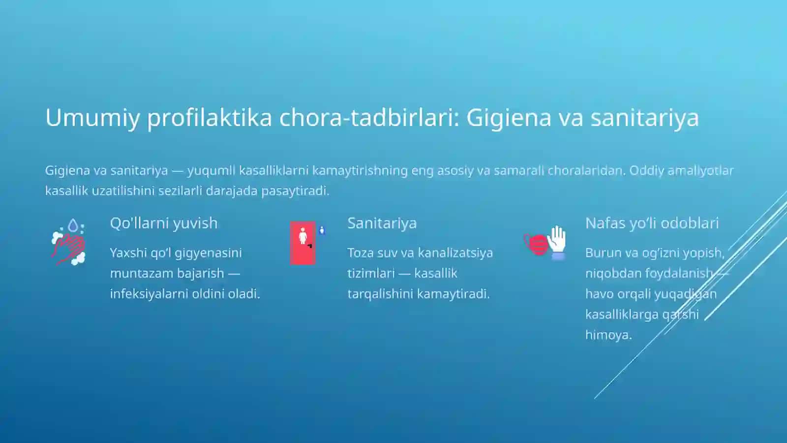 Profilaktik va epidemiyaga qarshi chora-tadbirlar: Yuqumli kasalliklarning oldini olish 3