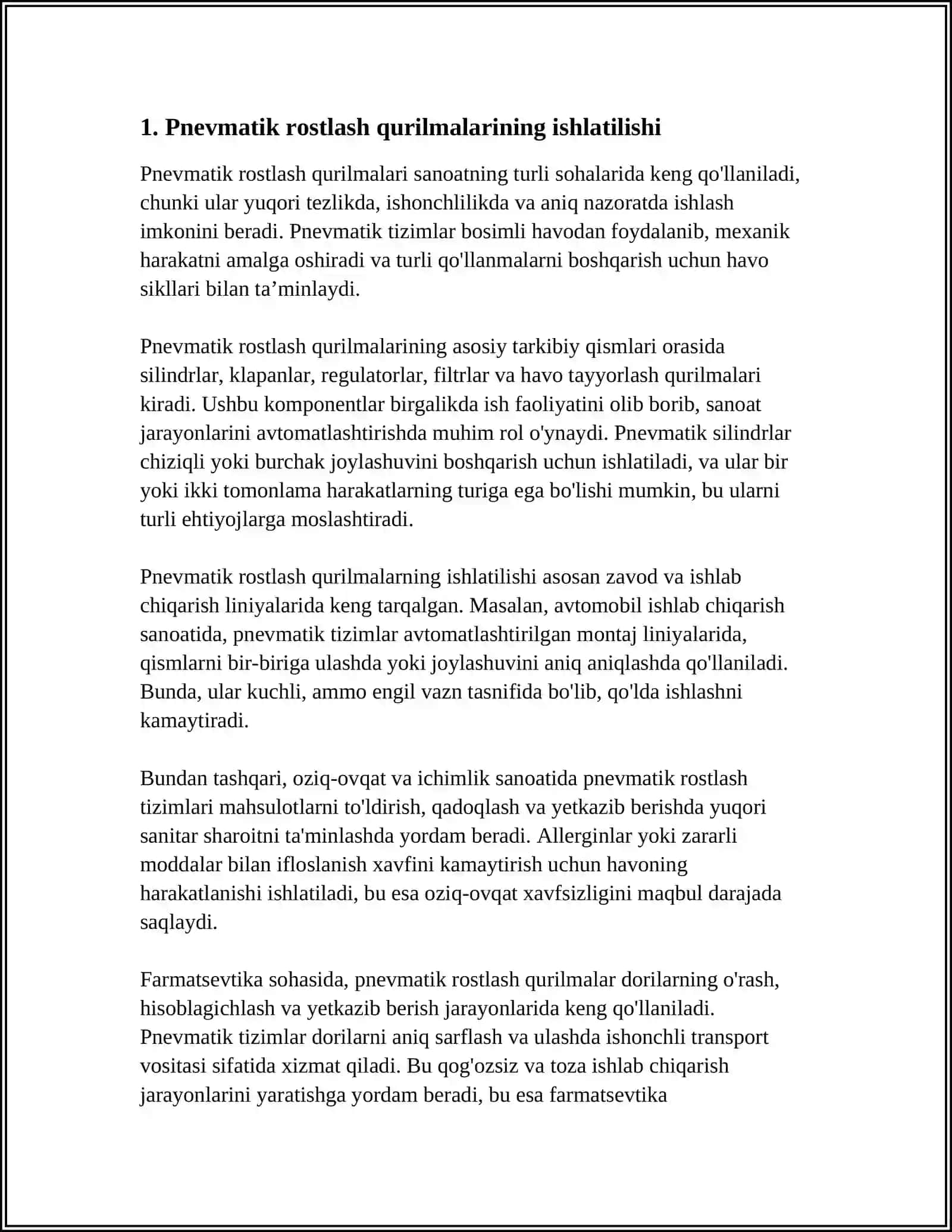 PNEVMATIK VA GIDRAVLIK ROSTLASH QURILMALARINI ISHLATILISHI, ULARNI STRUKTURAVIY SXEMALARI 3