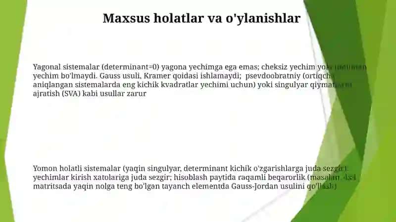 Chiziqli algebraik tenglamalar sistemasi va uni yechish usullari 3