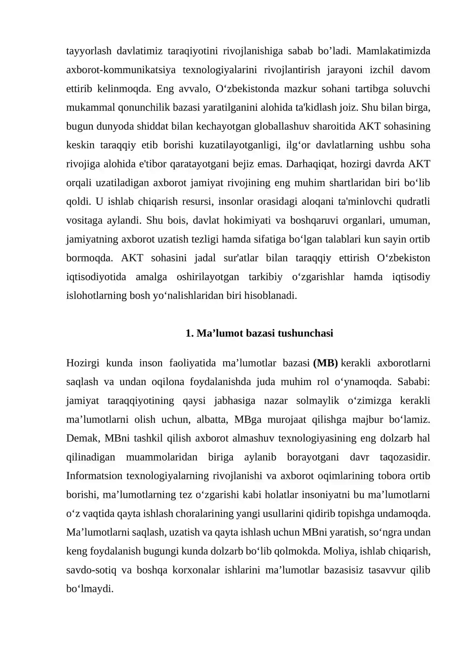 Ma’lumotlar bazasi texnologiyalari fanidan “Aloqa kompaniyalari” ma’lumotlar bazasi loyihasini boshqarish mavzusida 3