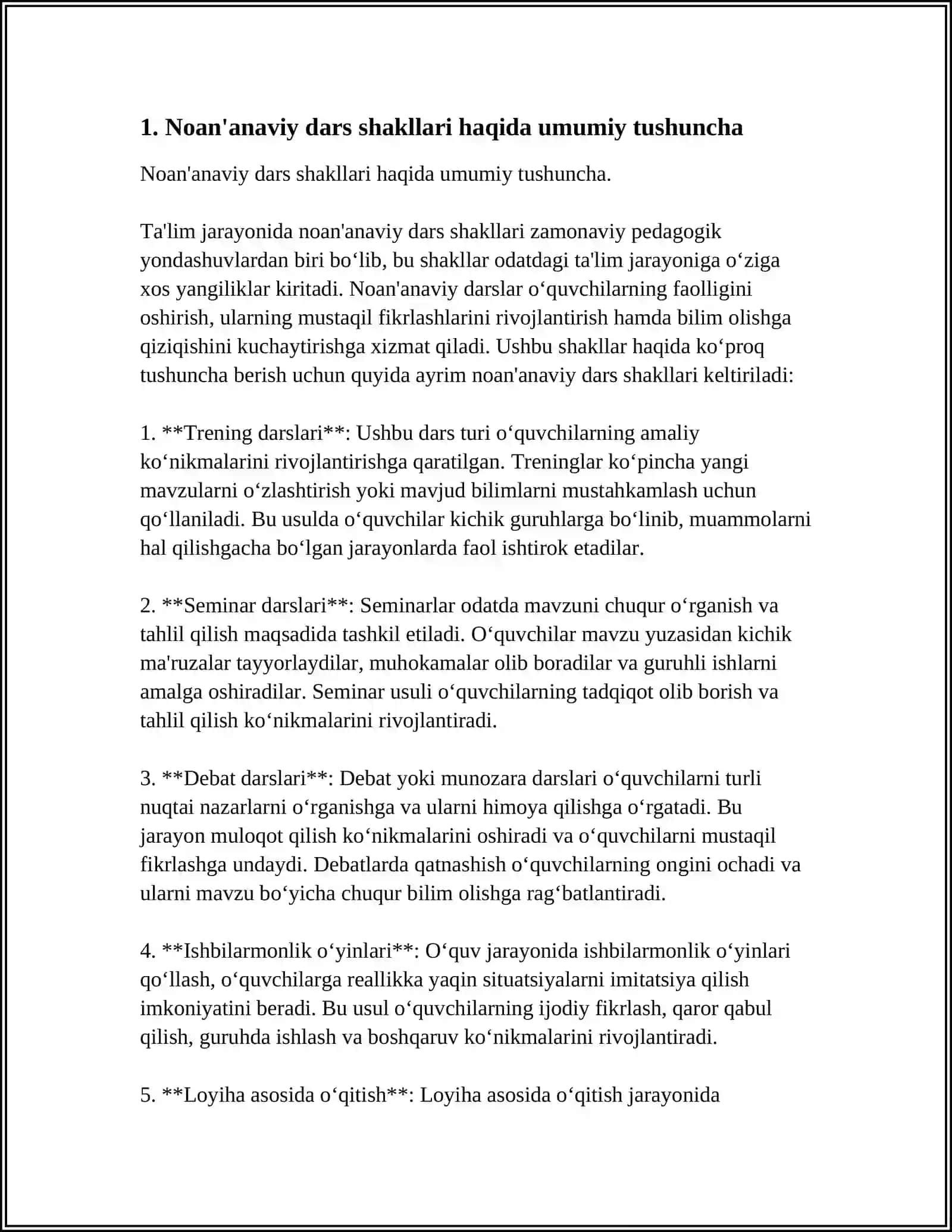 BIOLOGIYA O'QITISHDA "NOANANAVIY DARS" SHAKLIDAN FOYDALANISH METODIKASI 3