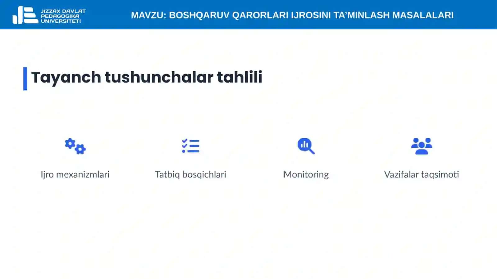 16-mavzu. Boshqaruv qarorlari ijrosini ta’minlash masalalari 3