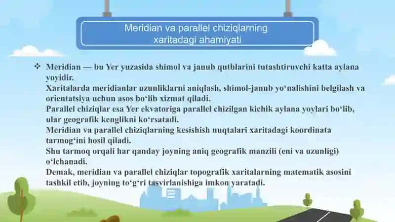 “Avtomobil yo‘llarini qidiruvida meridianlar yaqinlashish burchagi. Haqiqiy azimut bilan burchaklar o‘rtasidagi munosabat.” 3