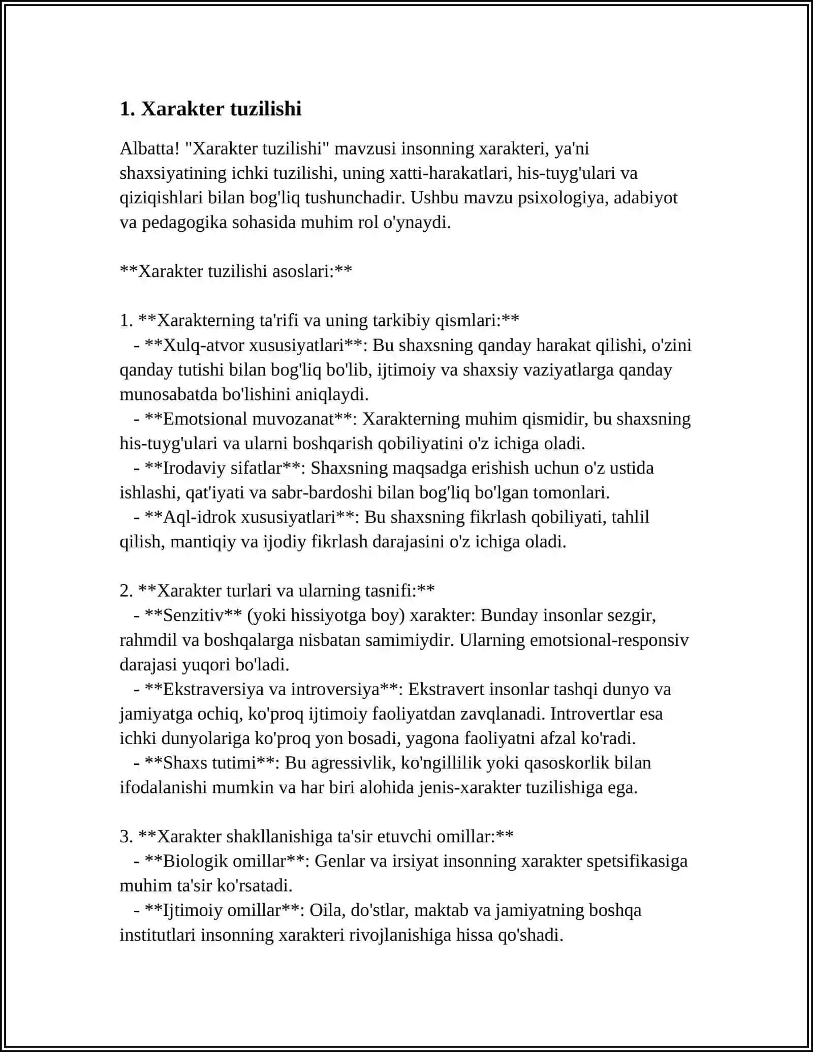 XARAKTER Tuzilishi 3
