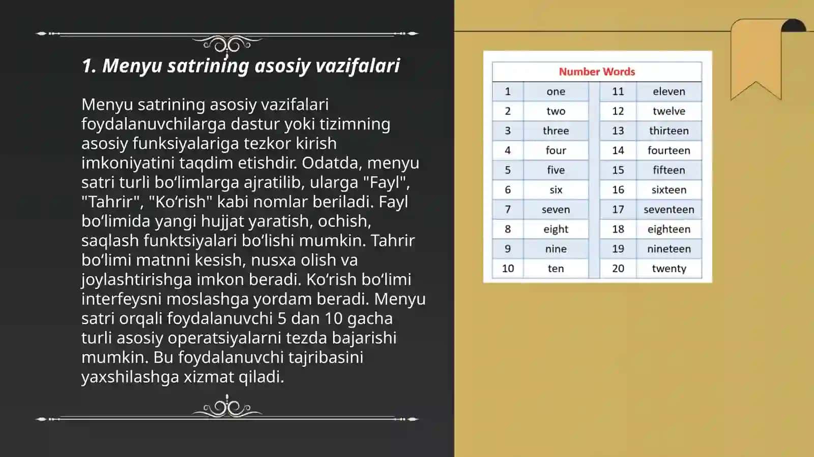 Word dasturi menyular qatori va fayl menyusi parametrlari 3
